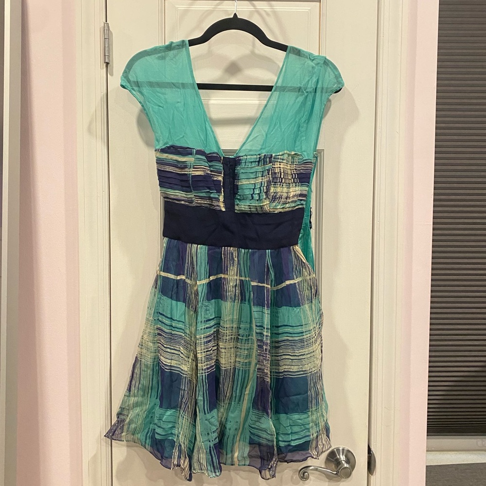 Teal navy cute cocktail party dress (Sz XS)